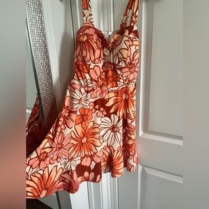 Cute Retro Orange Flower Dress